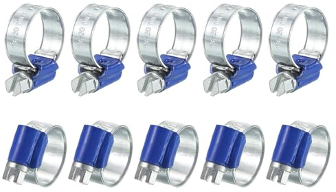 sourcing map 10Pcs Worm Gear Hose Clamp, Adjustable 1/2 - 3/4(13-20mm) Range Metal Fuel Line Pipe Clamps for Securing Hose Pipe Plumbing