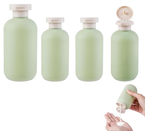 4pcs Flip Cap Shampoo Shower Gel Bottles,Empty Refillable Travel Size Bottles Sub Package Squeeze Bottles for Travel Lotion Shampoo Body Wash travel shampoo bottles(100ml *3+200ml*1)