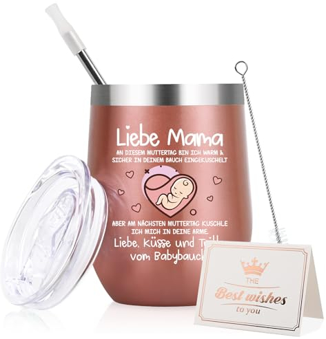 Livole Geschenke für Werdende Mütter, Eltern, Schwangere, Muttertag Geschenk, Schwangerschaft Geschenk, Weihnachtsgeschenke für Frauen, Mama, Schwangere, Glückwunschkarte, 350ml Kaffeebecher to go
