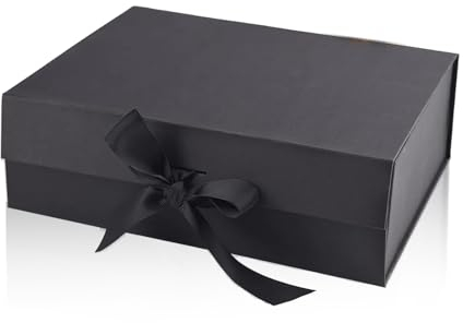 Geschenkkarton, Geschenkbox mit Schleife, Magnetische Geschenkkarton mit Deckel, Wiederverwendbare Geschenk Verpackungsbox, Rechteck Geschenkbox für Geburtstag, Weihnachten, Valentinstag (Schwarz)