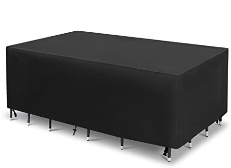Abdeckung für Gartenmöbel, 180x100x100cm Multi Größe Abdeckplane Gartenmöbel Schwerlast 420D -Oxford Gewebe, Wasserdicht, Winddicht, UV-Beständiges für Gartentische,Stühle und Möbelsets Schwarz