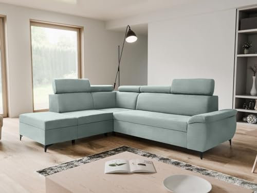 Corner Sofa Bed with Storage U Shape Multi Colours Left/Right Corner – Artic (Light Green)