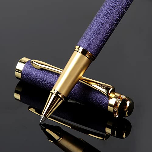 BOCIYER Tintenroller mit flüssiger Tinte, Beste Kugelschreiber-Geschenk-Set für Männer und Frauen,Schwarze Tinte Fancy Pen nachfüllbar für,hübsche,coole Stifte,Nette niedliche Stifte(Lila)