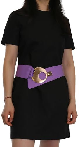 FASHIONGEN - Cintura larga da donna in pelle con fibbia rotonda SOLAINE - Viola (Fibbia dorata), XL-XXL