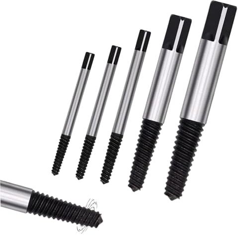 Schraubenausdreher Set Profi [5-teilig aus HSS 4241] - Linksausdreher Set, Kaputte Schrauben Rausdrehen, Schrauben Ausdreher Set, Schraubenlöser Ausbohrwerkzeug, Schraubenentferner, Linksbohrer,Silber