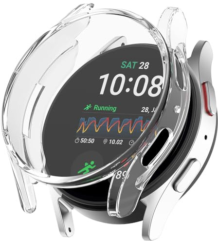 Hülle für Samsung Galaxy Watch 5 44mm/Watch 4 44mm Schutzfolie Schutzhülle, Silicone TPU Displayschutz Case Cover, Anti-Kratz Anti-Staub Schutz Gehäuse für Samsung Galaxy Watch 5 44mm (Transparent)