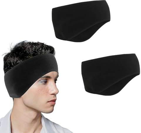 dinghaole 2 Pièces Bandeau d'oreille léger, Bandeau de Sports Cache Oreille, Elastique Bandeaux de Sports d'hiver pour le Yoga, la Gym, Polaire Bandeau de Cheveux Hiver Sport Cyclisme Vélo