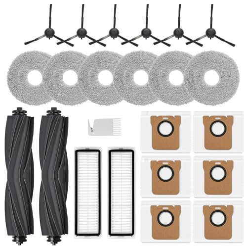 23 Stück Ersatzteil Set für Dreame L10 Ultra/S10 Ultra/L20 Ultra/X20 Ultra mit 2 Hauptbürste, 2 Filter 6Kantenbürsten, 6 Lappen, 6 Staubbeutel, 1 Reinigungsbürste Zubehör (L20 Ultra/X20 Ultra-Zubehör)