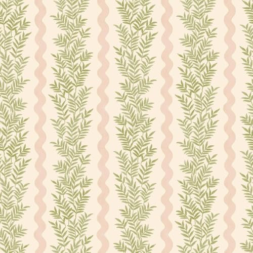 Foliage Stripe Modern Scandinavian Style Lightly Textured Wallpaper in Cream/Blush Perfect for Bedrooms, Living Rooms, Hallways and Restrooms by Holden 13960