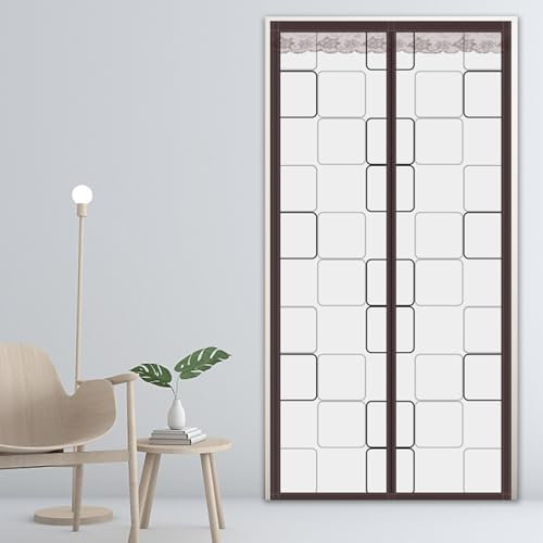 MEEYI Rideau Thermique Porte d'entrée 150x220cm, Protection Contre la Chaleur Rideau Anti Bruit Adhésif Magique pour Profiter de l'été Frais Opaque, D