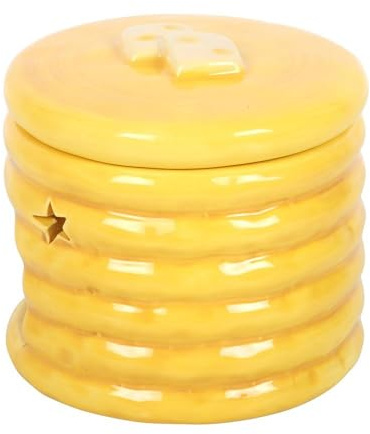 Pancake Stack Oil Burner | Syrup Look Ceramic | Star Cut-Out Design | Quirky Kitchen Decor | Tealight Holder | Wax Melt Burner