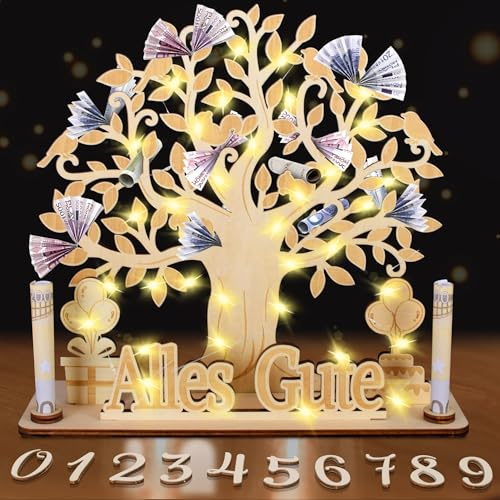 LED DIY Geldgeschenke Geburtstag,Geburtstag Mann Frau,Personalisierte Geldgeschenke Holz,DIY Zahlen Geldgeschenk Deko,18 60 70 DIY Zahlen WunscherfüLler Geldgeschenk (General)