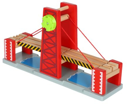 Mikinona Holzeisenbahn Brücke DIY Zugspielzeug aus Robustem Holz Kompatibel mit Holzeisenbahn Ab Jahren Einfaches Stecksystem für Kreative Inklusive Hebebrücke für Flexible Streckenplanung