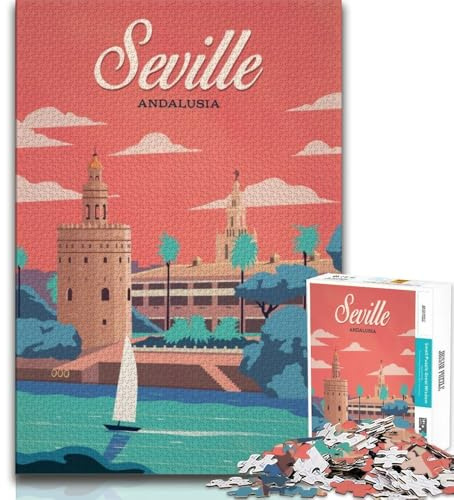 Sevilla-Puzzle für Erwachsene, 1000 Teile, Lernspiel, Herausforderungsspielzeug, ganze Familie, 38x26cm