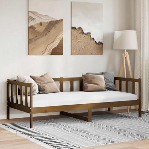 Owoxanthellate Tagesbett Honigbraun Massivholz 90x200 cm Sofa & Schlafplatz Kiefer Robustes Lattenrost Vintage Chic für Wohnzimmer Gästezimmer Büro