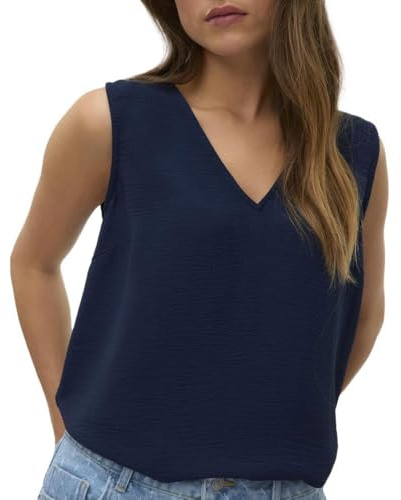 VERO MODA Damen-Top, Marineblau Malva, marine, Large