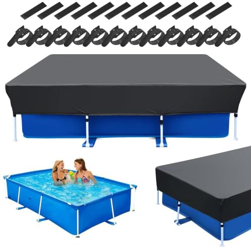 Cobertor Piscina Rectangular,Funda de Piscinas 220x150cm,Cubierta de Piscina Rectangular,Cubierta de Piscina para Marco Rectangular,para Verano e Invierno,para Jardín al Aire Libre