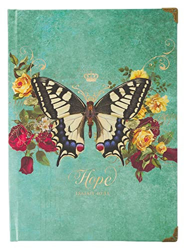 Christian Art Gifts Butterfly Journal wScripture Hope Isa. 40:31 Bibelvers Road288 pagine a righe, grande taccuino con copertina rigida, colore: blu