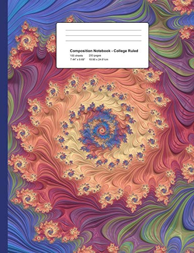 Composition Notebook - College Ruled: Mandelbrot Set Fractal Spirals (200 Pages, 7.5 x 9.75)