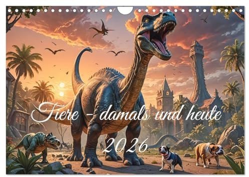 Tiere - damals und heute (Wandkalender 2026 DIN A4 quer), CALVENDO Monatskalender: Tiere aus längst vergangenen Zeiten treffen auf Tiere der heutigen Zeit (CALVENDO Tiere)