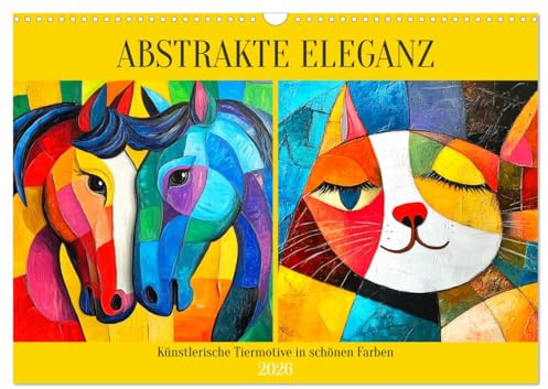Abstrakte Eleganz. Künstlerische Tiermotive in schönen Farben (Wandkalender 2026 DIN A3 quer), CALVENDO Monatskalender: Fantastische Tierwelt in ... im Ölgemälde-Stil (CALVENDO Kunst)