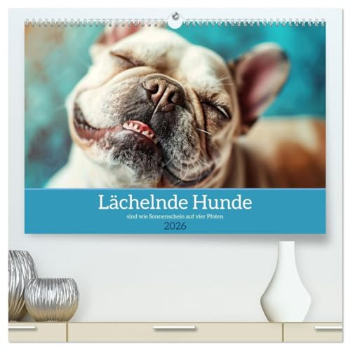 Lächelnde Hunde sind wie Sonnenschein auf vier Pfoten (hochwertiger Premium Wandkalender 2026 DIN A2 quer), Kunstdruck in Hochglanz: Diesem Lächeln kann man nicht widerstehen! (CALVENDO Tiere)