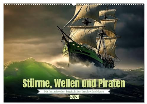 Stürme, Wellen und Piraten (Wandkalender 2026 DIN A2 quer), CALVENDO Monatskalender: Elegante Schiffe auf wilden Wellen (CALVENDO Sport)