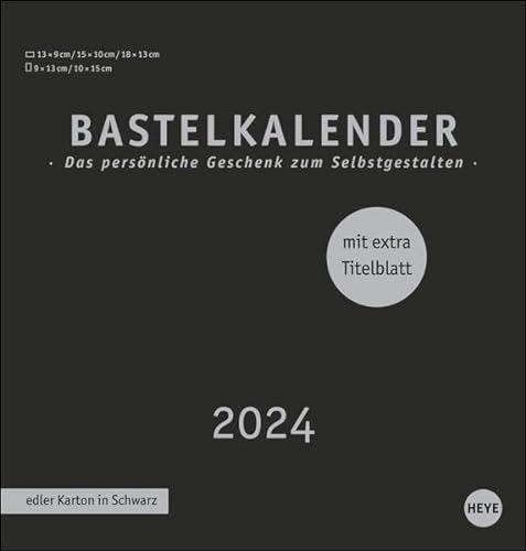 Bastelkalender 2024 Premium schwarz mittel. Blanko-Kalender zum Basteln mit extra Titelblatt für eine persönliche Gestaltung. Foto- und Bastelkalender 2024.