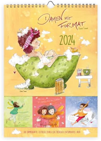 Wandkalender 2024 A4 Damen mit Format zum Aufhängen I Inspirierende Gedanken Kalender I Für Zuhause oder das Büro, 14 Seiten Monatsplaner für (Power) Frauen, kreiert von Karin Tauer