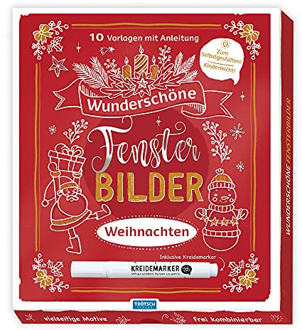Trötsch Wunderschöne Fensterbilder mit Kreidemarker Mappe mit Vorlagen und Kreidemarker Weihnachten: Fensterbilderbuch Beschäftigungsbuch: ... (Fensterbilder: Vorlagen mit Kreidemarker)