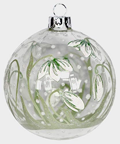 Gisela Graham clear Glass snowdrop glass bauble christmas tree decoration by Gisela Graham