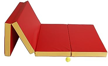 NiroSport Weichbodenmatte 200 x 100 x 8 cm cm klappbar Turnmatte Gymnastikmatte Fitnessmatte Sportmatte Trainingsmatte Bodenmatte Schutzmatte Übungsmatte wasserdicht faltbar Rot/Gelb