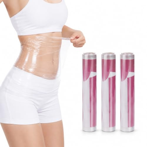 Rosenice PE Cling Film Body Wrap 3 Rolls 15cm x 20m Plastic Sweat Foil | Narrow Food Grade Shrink Roll for Weight Loss Tummy Thigh Cellulite Spa Massage Workout Exercise Fitness Sauna Equipment