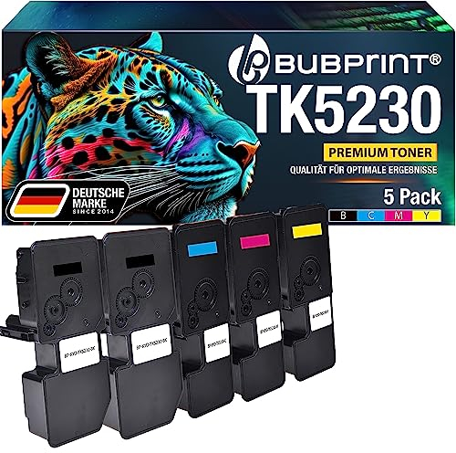 Bubprint TK-5230 5 Toner kompatibel als Ersatz für Kyocera TK 5230 TK5230 Tonerkartusche für Kyocera ECOSYS M5521cdw Toner M5521cdn P5021cdw P5021cdn P5021 TK 5230 Schwarz Cyan Magenta Gelb Multipack