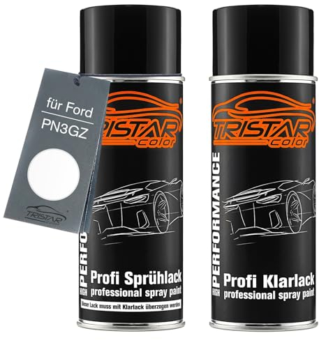 TRISTARcolor Autolack Spraydosen Set für Ford PN3GZ Frozen White/Frostweiss Basislack Klarlack Sprühdose 400ml