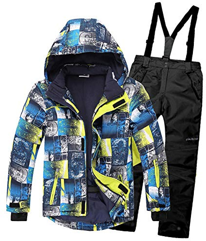 SXSHUN Jungen Skianzug 2 Teilig Skijacke + Skihose Kinder Mädchen Outdoor Warm Schneeanzug