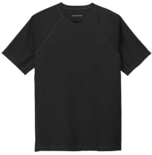 SPORT-TEK Unisex Rashguard Tee | Sun Protection Shirt for Men & Women, Lightweight Workout Clothing for Water Sports Black