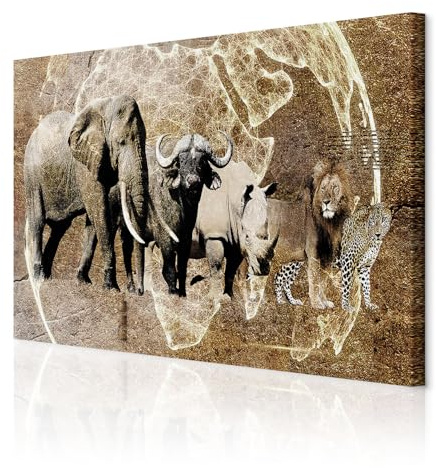 decomonkey Wandbilder Afrika Tiere 120x80 cm 1 Teilig Leinwandbilder | Strukturleinwand, Holzkeilrahmen, Bild auf Leinwand, Kunstdruck, Wanddeko, Wohnzimmer, Wanddekoration, Art, Abstrakt