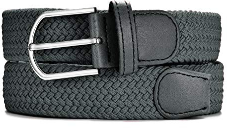 MASADA Stoffgürtel - Dehnbarer Stretch-Gürtel für Damen und Herren 3,2 cm breit elastisch 110-120 cm lang - Grau