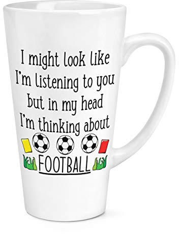 I Might Look Like I'm Listening to You Football 17oz Large Latte Mug Cup