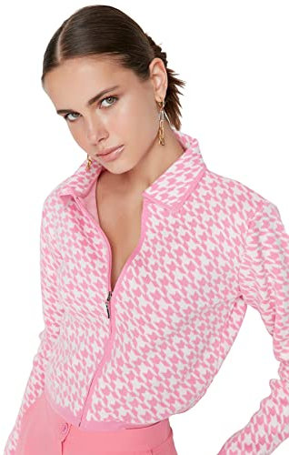Trendyol Pink Collar Detailed Knitwear Cardigan tricoté, Rose, M Femme