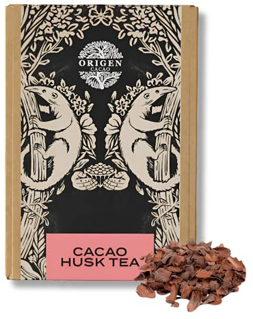 Origen Cacao Husk Tea – 100% Natural Cacao Shell – Zero Sugar, Caffeine-Free Superfood – Healthy Chocolate Tea Alternative to Coffee – Rich in Antioxidants & Iron