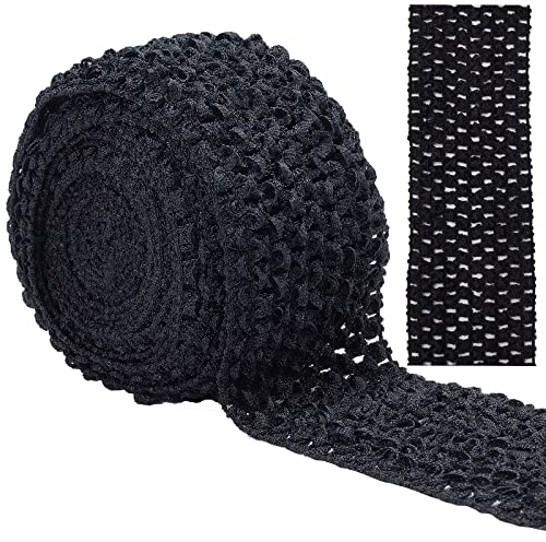 GORGECRAFT 5.5 Yards 2.8 Wide Elastic Crochet Stirnband Ribbon Crochet Stretch Trim Stoff Für Haarschmuck Tube Top, Schwarz