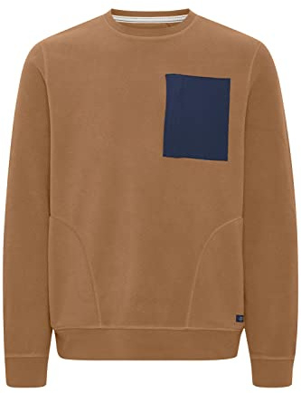 Blend 20715392 Herren Fleece Pullover Sweatshirt Pullover mit Rundhalsausschnitt O-Neck Brusttasche, Größe:M, Farbe:Otter (181018)