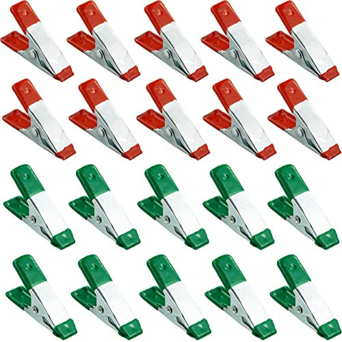 Metall-Federklemmen, strapazierfähig, gummiert, Holzklemmen für Planen, Camping, Holzbearbeitung, Modellbauwerkzeug – 20 Stück/5 cm (grün und rot)