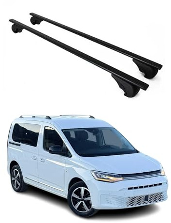 OMAC Dachträger Querträger für VW Caddy V 2020-2026 – Abschließbar – Max. 75 kg – 2 Stangen Stahl Schwarz