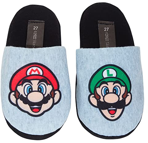 Super Mario Jungen Hausschuhe Kinder Luigi Gaming Pantoletten mit offenem Rücken zum Hineinschlüpfen