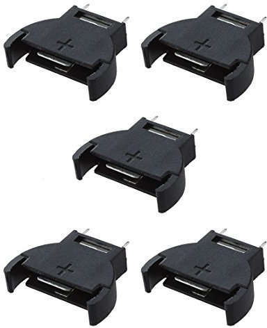 Uinfhyknd Lot de 5 piles bouton CR2032 en plastique noir - Support de prise de courant