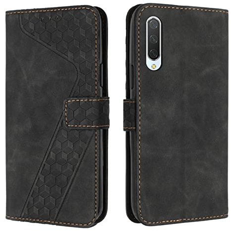 OKZone Kompatibel mit Xiaomi Mi 9 Lite/Xiaomi CC9 Hülle, PU Leder Handyhülle Tasche Wallet Schutzhülle Flip Cover Klappbar Stoßfeste Brieftasche Etui mit Magnet Kartenfach TPU Lederhülle (Schwarz)
