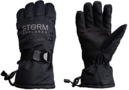 Storm Explorer - wasserdichte Winterhandschuhe für Herren & Damen - Skihandschuhe mit Touchscreen - Warme Winter Handschuhe - Winter Gloves for Men - schwarz - Modell „Snow“ - M